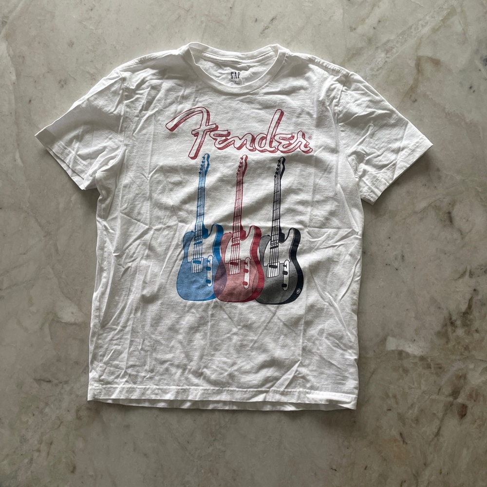 GAP White and Blue Short Sleeve Tee Casual Comfort